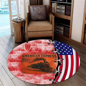 Railspirit Bangor And Aroostook Railroad Round Mat Retro American Express Train With USA Flag Round Mat