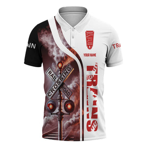 Railspirit Personalized Bangor And Aroostook Railroad Polo Shirt Crossing Railroad Sign American Locomotive Train Shirt All Over Print