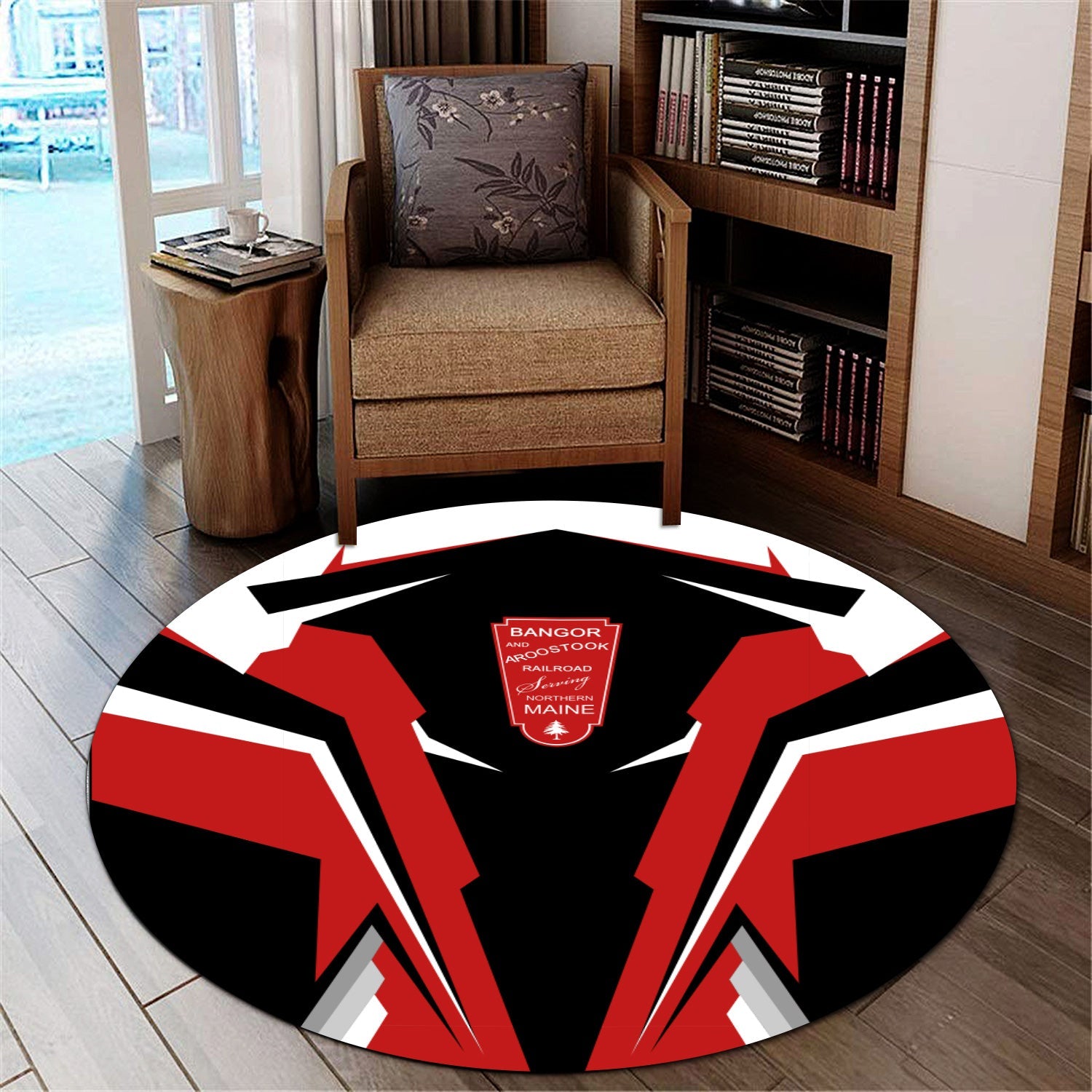 Railspirit Bangor And Aroostook Railroad Round Mat Strong Line Style Rug All Over Print