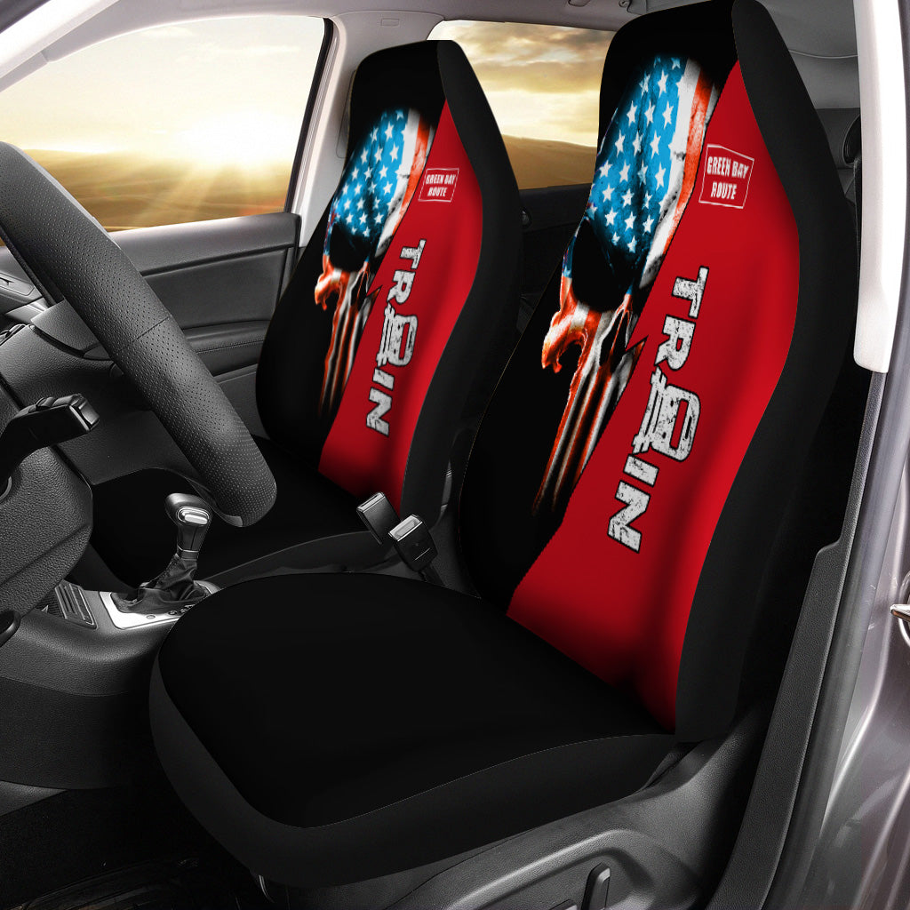 Railspirit Green Bay & Western Railroad Car Seat Cover Train Skull American Flag Style Seat Cover