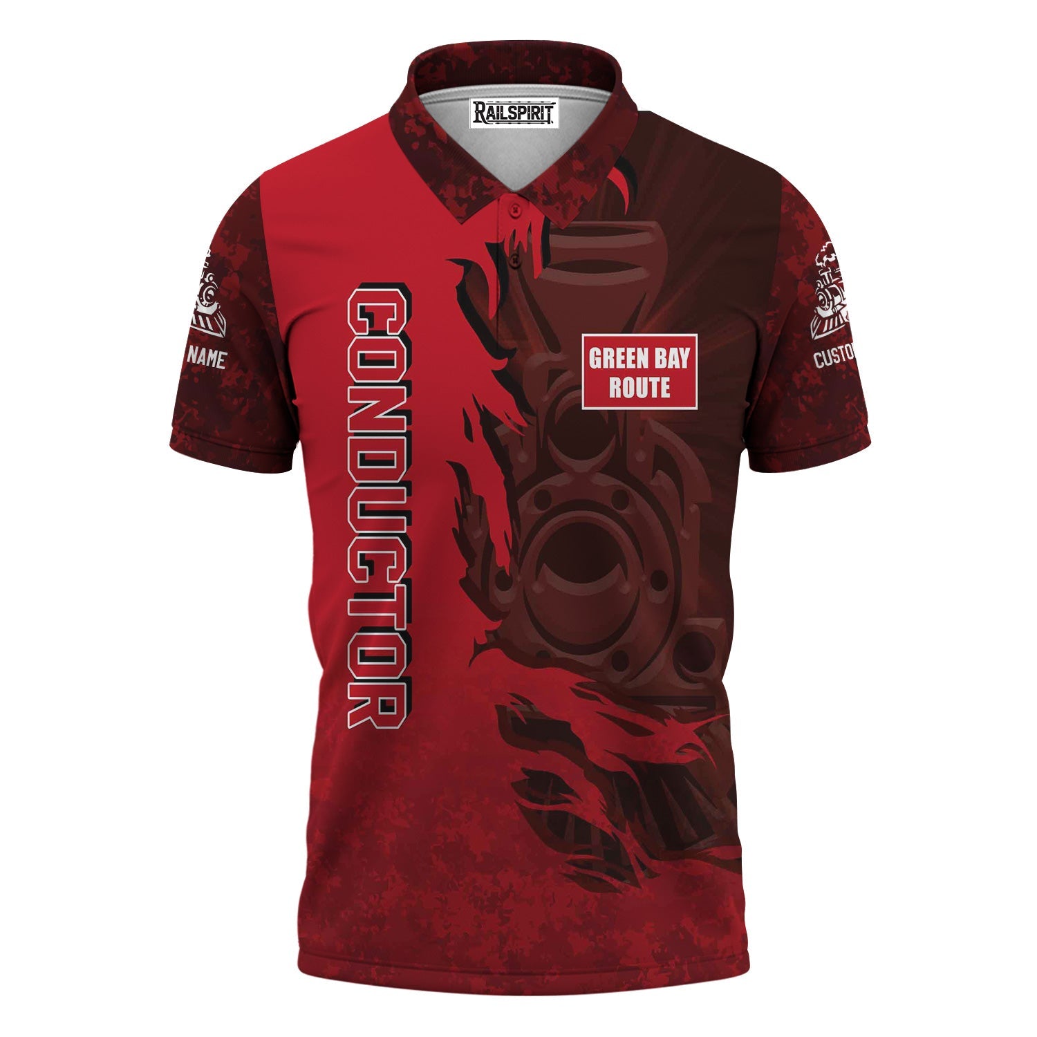 Railspirit Personalized Green Bay & Western Railroad Polo Shirt Blazing Style with Custom Position Train Shirt