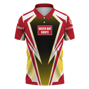 Railspirit Personalized Green Bay & Western Railroad Polo Shirt Lightning Graphic Style Shirt Gift Idea For Train Lover