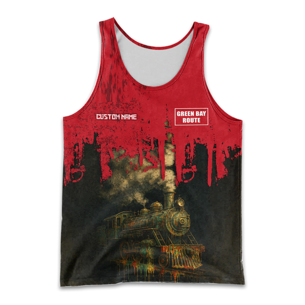 Railspirit Personalized Green Bay & Western Railroad Men Tank Top Vintage Train Art Style Shirt For Locomotive Fans