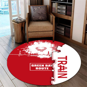 Railspirit Green Bay & Western Railroad Round Mat Engine Heartbeat and Track Love Style Mat Gift Idea For Train Lovers