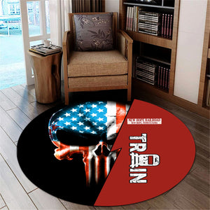 Railspirit New Hope Railroad Round Mat Train Skull American Flag Style Rug All Over Print