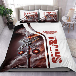 Railspirit Personalized New Hope Railroad Bedding Set Railroad Crossing Sign Bedding Set All Over Print