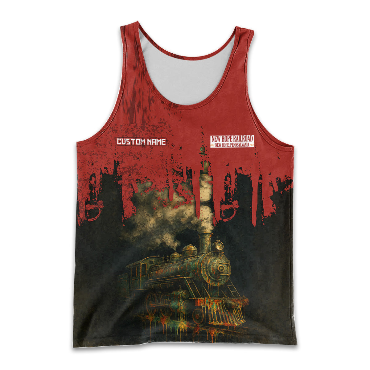 Railspirit Personalized New Hope Railroad Men Tank Top Vintage Train Art Style Shirt For Locomotive Fans