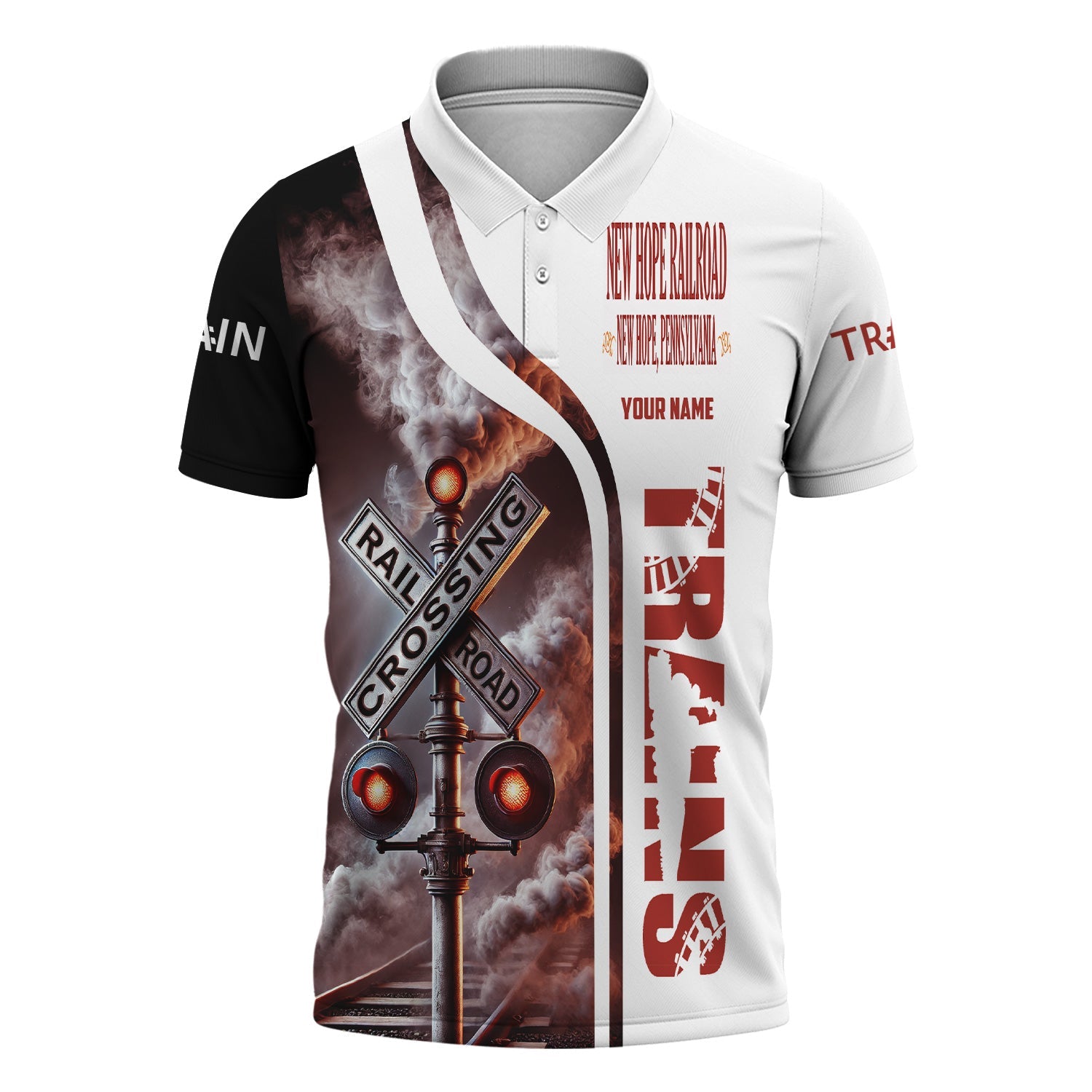 Railspirit Personalized New Hope Railroad Polo Shirt Crossing Railroad Sign American Locomotive Train Shirt All Over Print