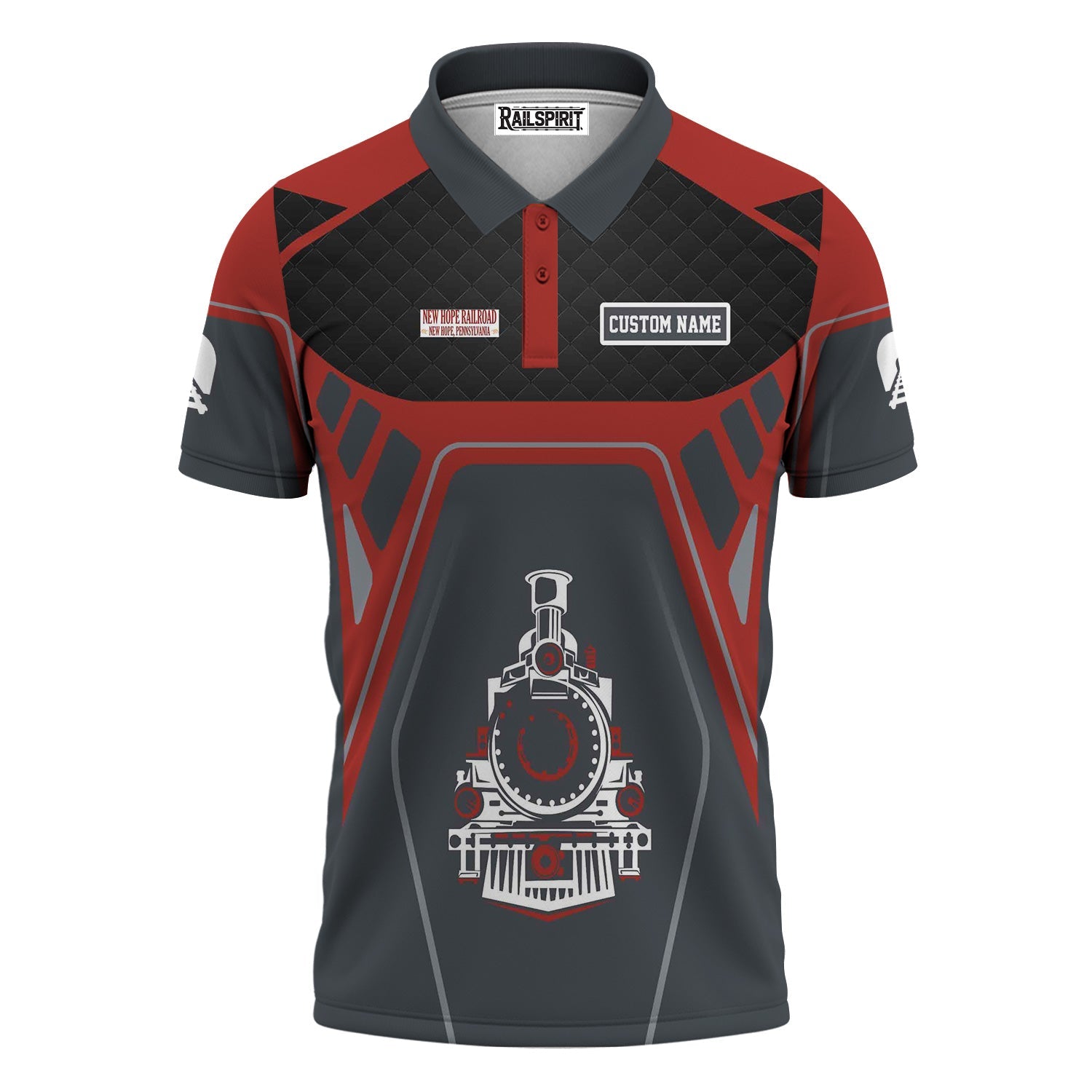 Railspirit Personalized New Hope Railroad Polo Shirt Steam Locomotive Engine Graphic Train Shirt All Over Print