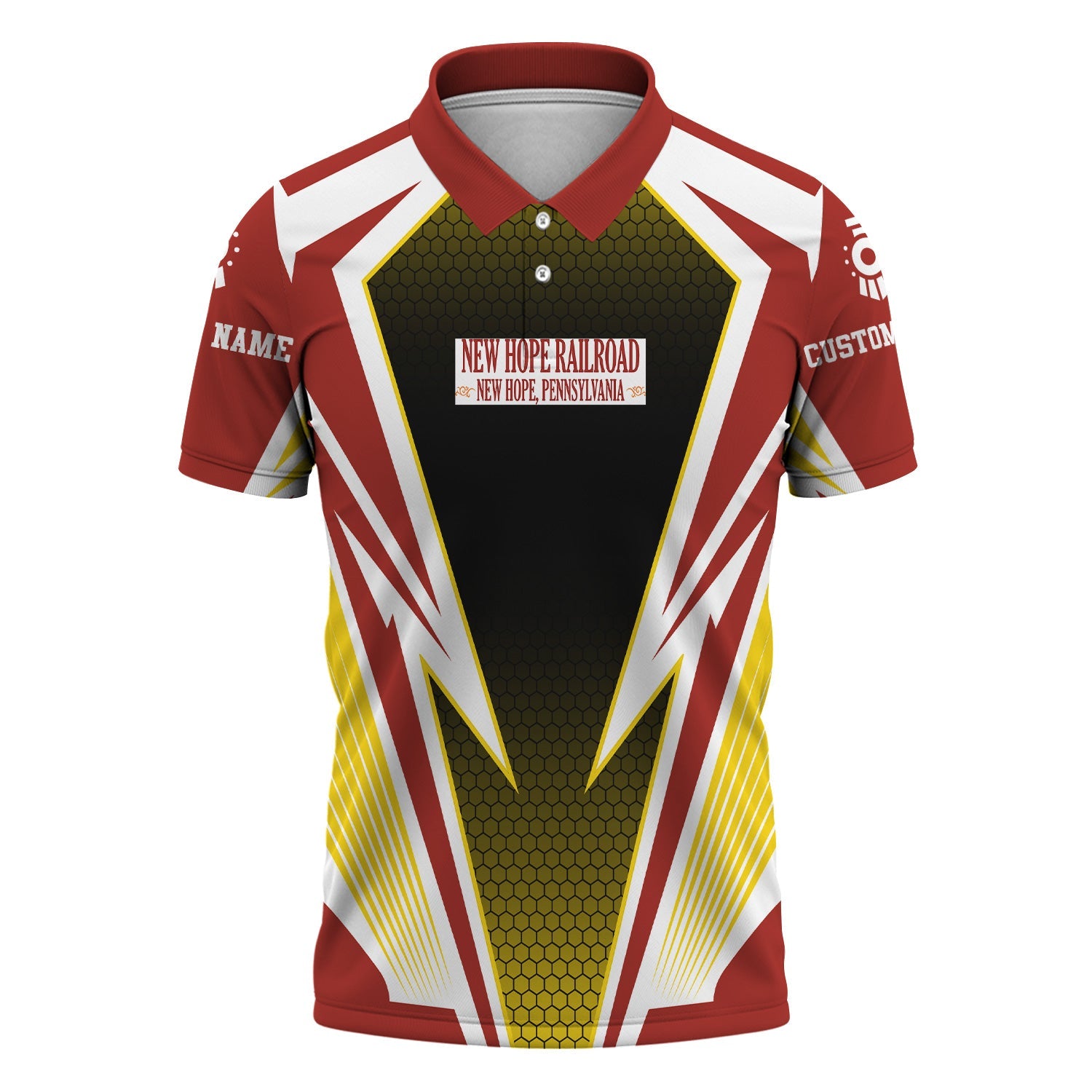 Railspirit Personalized New Hope Railroad Polo Shirt Lightning Graphic Style Shirt Gift Idea For Train Lover