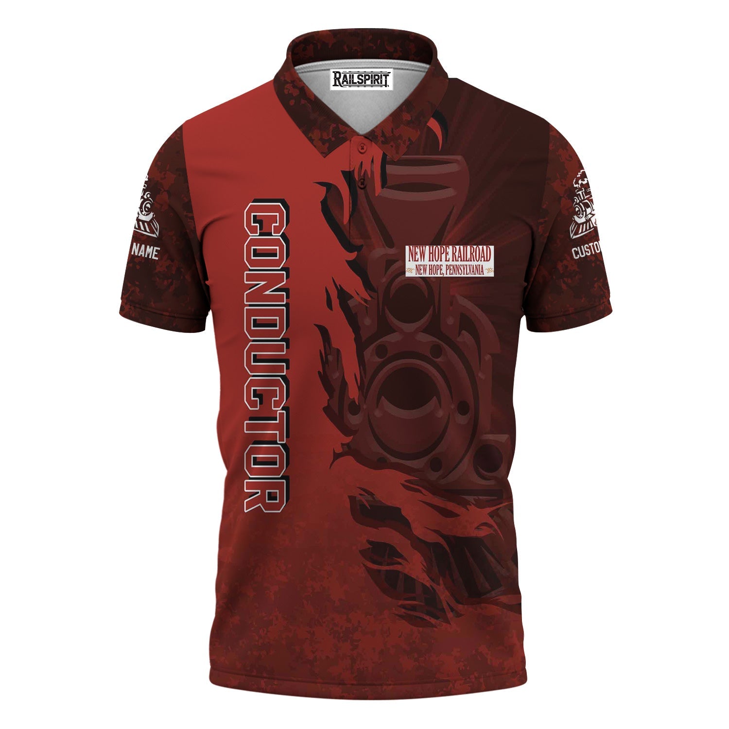 Railspirit Personalized New Hope Railroad Polo Shirt Blazing Style with Custom Position Train Shirt