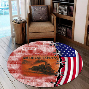 Railspirit New Hope Railroad Round Mat Retro American Express Train With USA Flag Round Mat