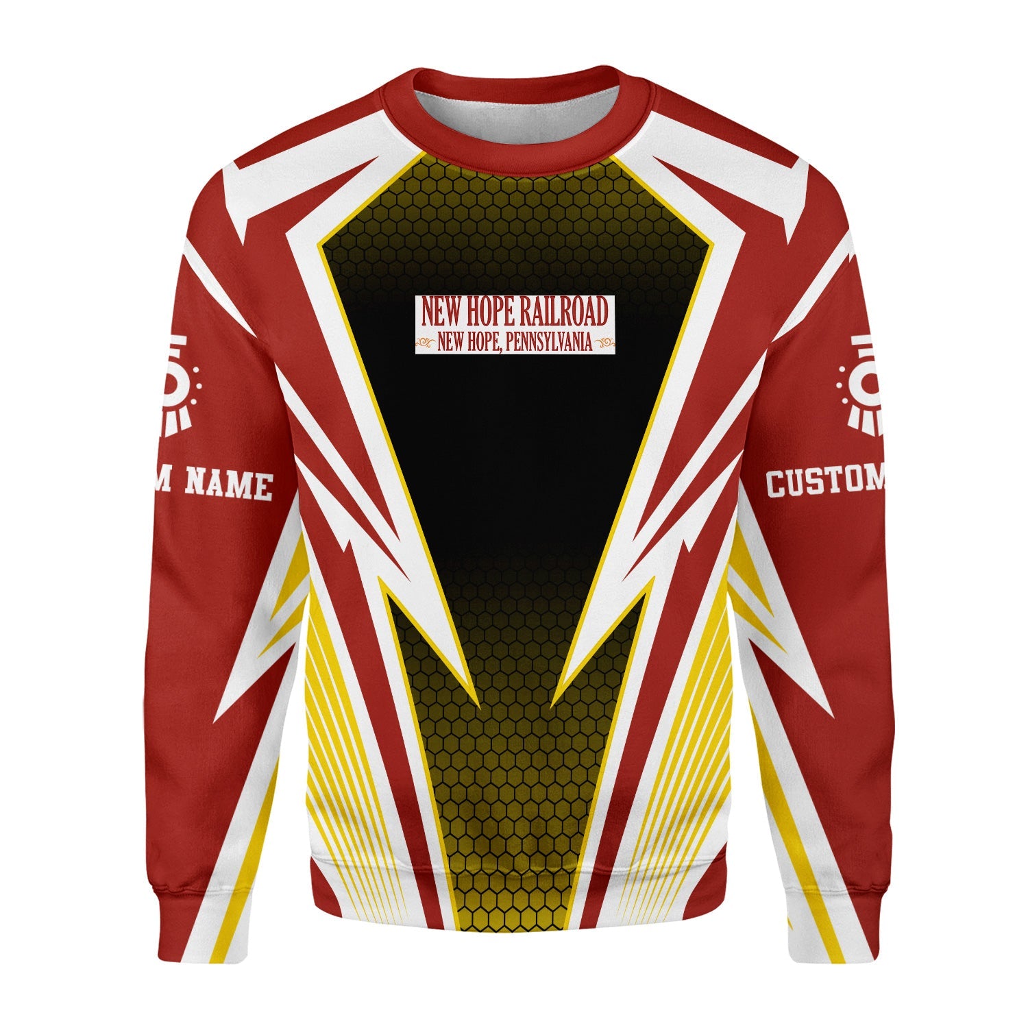 Railspirit Personalized New Hope Railroad Sweatshirt Lightning Graphic Style Shirt Gift Idea For Train Lover