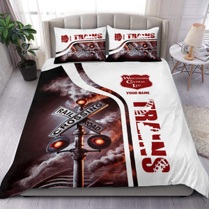 Railspirit Personalized Wisconsin Central Ltd Railroad Bedding Set Railroad Crossing Sign Bedding Set All Over Print