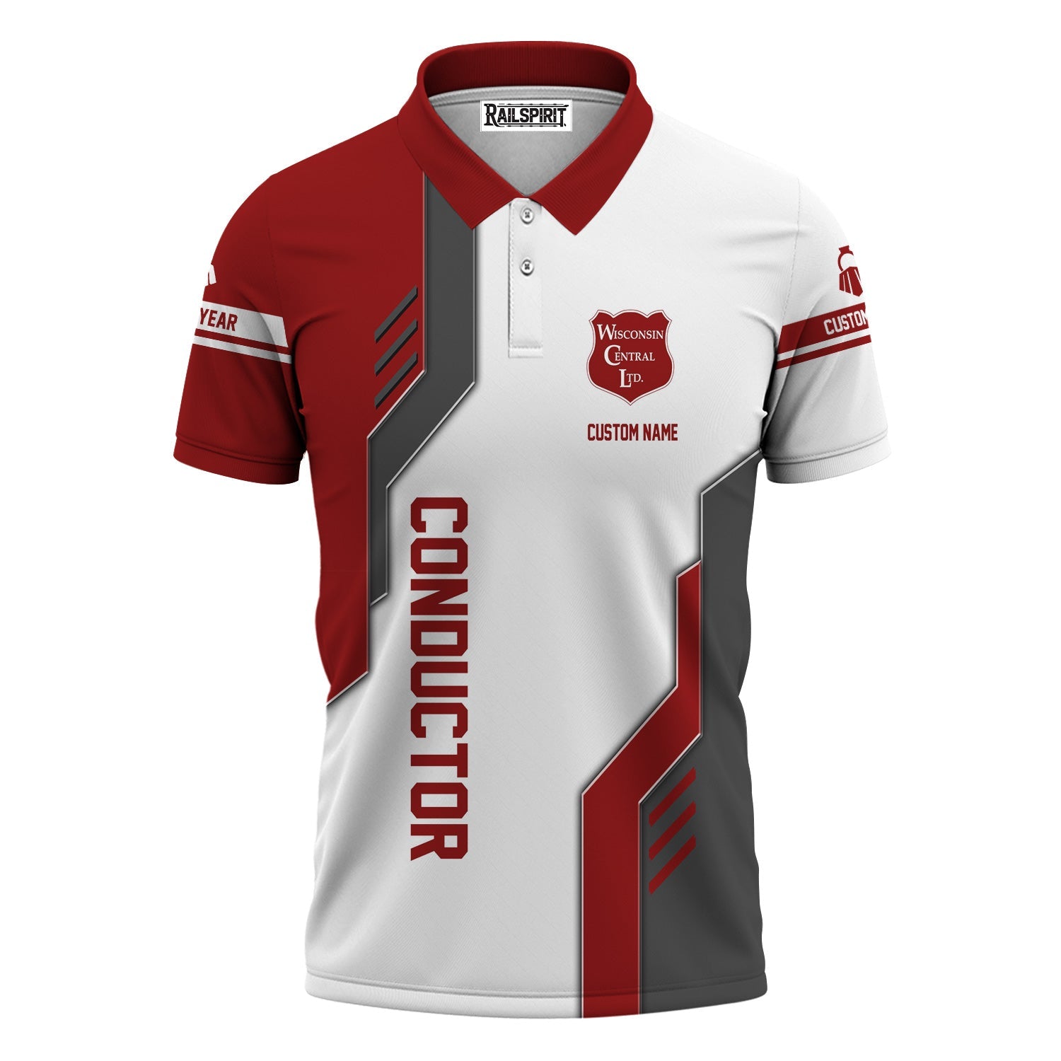Railspirit Personalized Wisconsin Central Ltd Railroad Polo Shirt Unique Railway Style with Custom Job Train Shirt