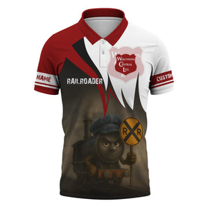Railspirit Personalized Wisconsin Central Ltd Railroad Polo Shirt Angry Train Polo Shirt Gift Idea For Train Lover