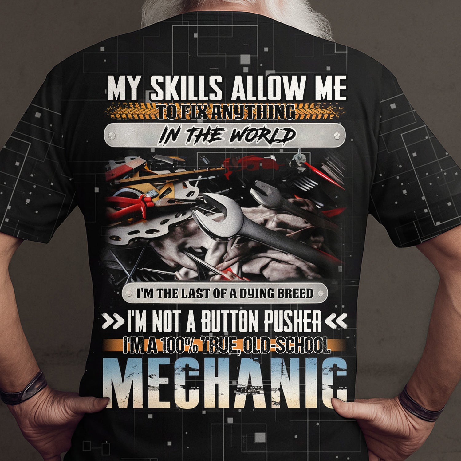 Old School Mechanic Hoodie My Skills Allow Me To Fix Anything Funny Mechanic T Shirt Gift For Auto Repair Bomber Jacket For Mechanic Men