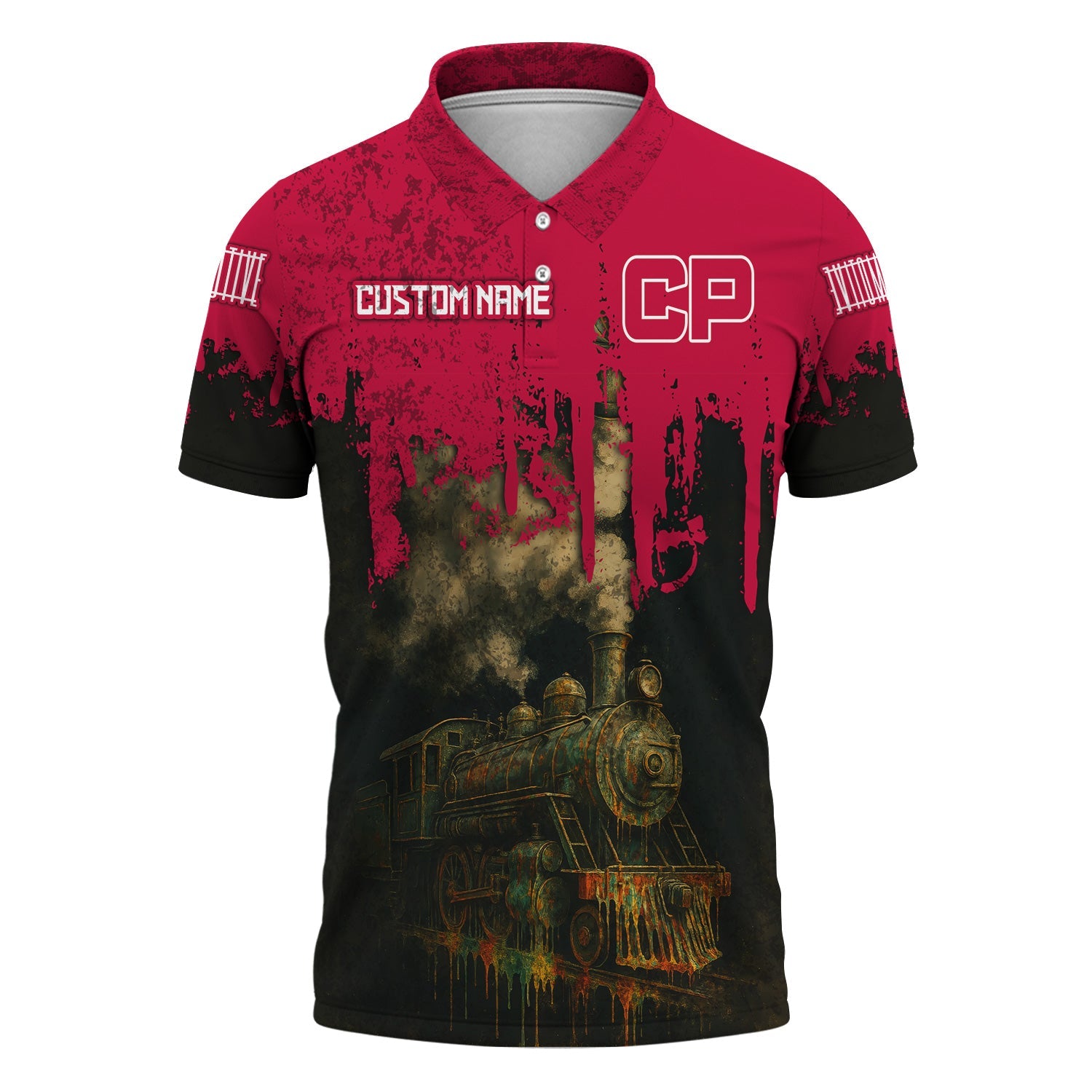 Railspirit Personalized Canadian Pacific Railroad Polo Shirt Vintage Train Art Style Shirt For Locomotive Fans