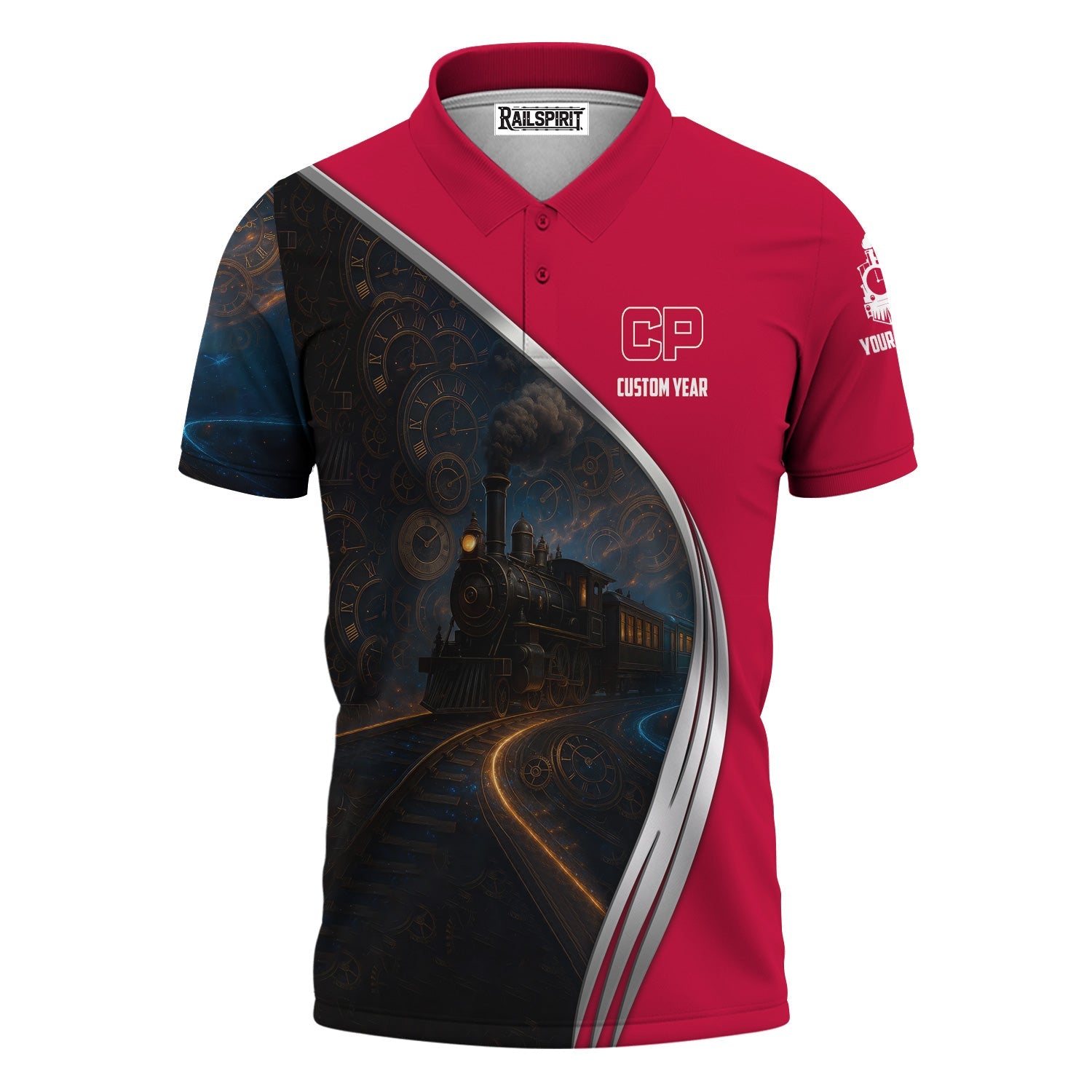 Railspirit Personalized Canadian Pacific Railroad Polo Shirt Steampunk Locomotive with Custom Year Train Shirt