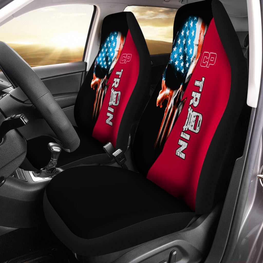 Railspirit Canadian Pacific Railroad Car Seat Cover Train Skull American Flag Style Seat Cover