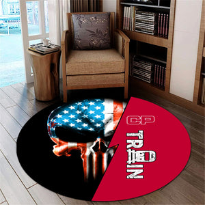 Railspirit Canadian Pacific Railroad Round Mat Train Skull American Flag Style Rug All Over Print
