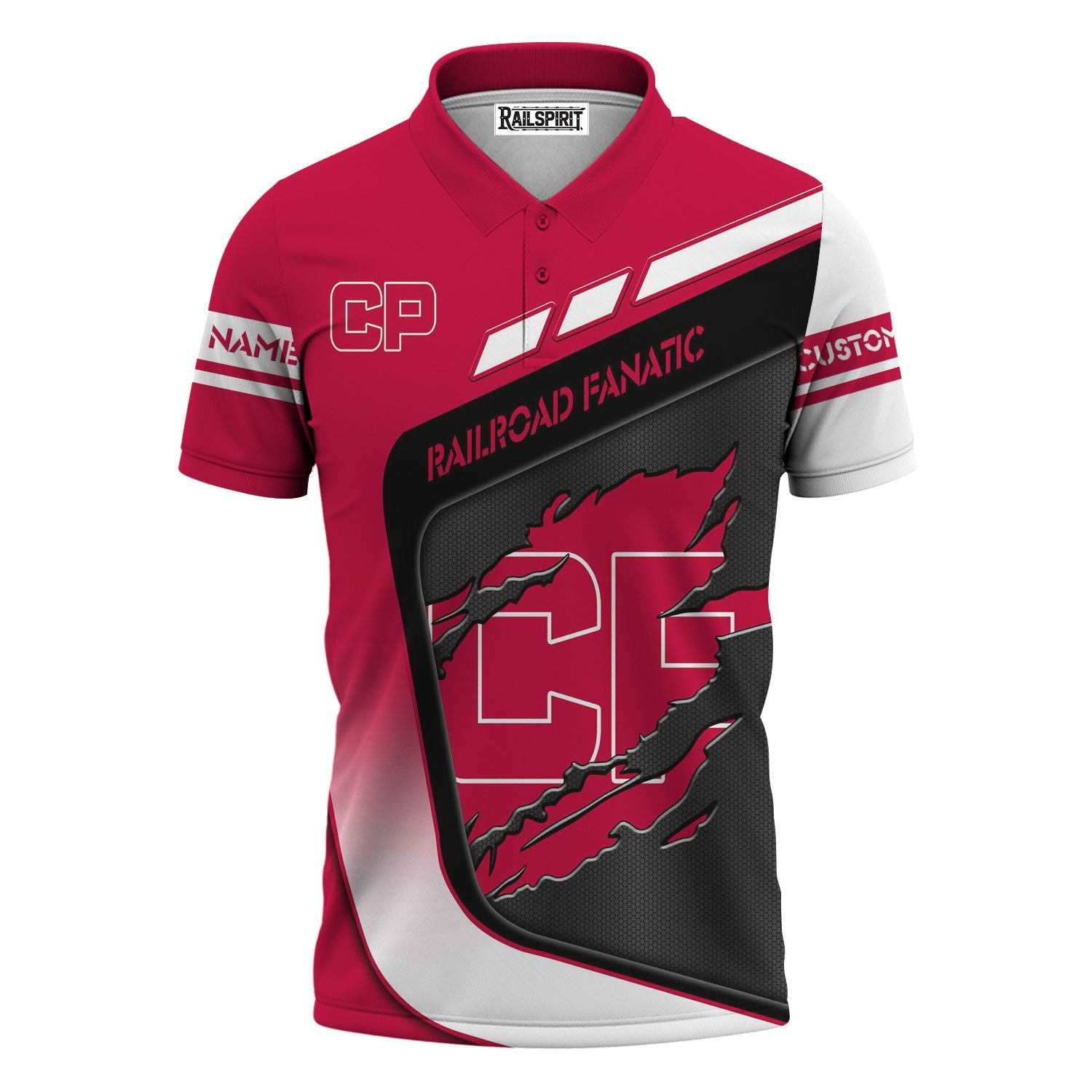 Railspirit Personalized Canadian Pacific Railroad Polo Shirt Ripped Texture Style Train Shirt For Railroad Fanatic