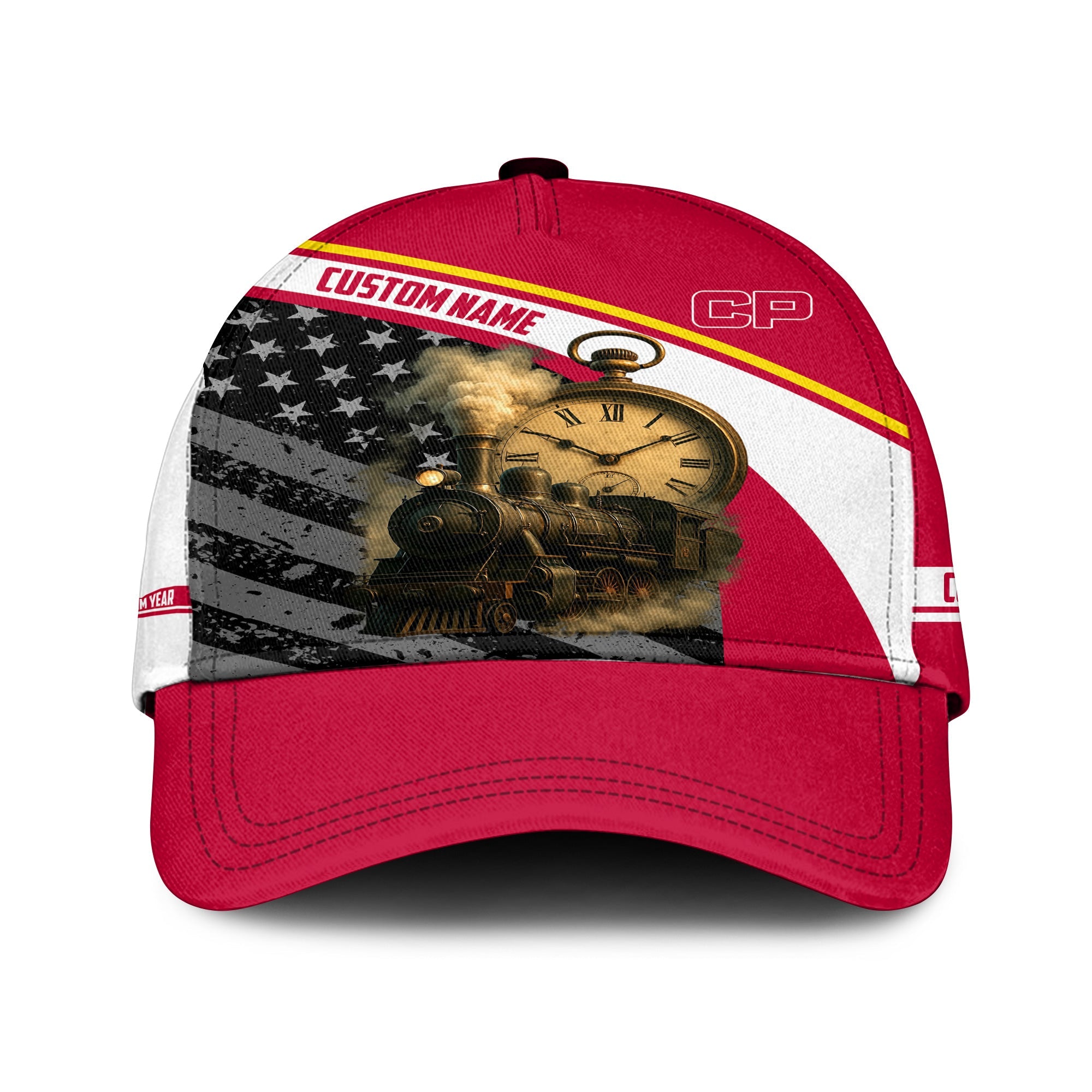 Railspirit Personalized Canadian Pacific Railroad Classic Cap Classic Steam Engine With Retro Pocket Watch Cap All Over Print