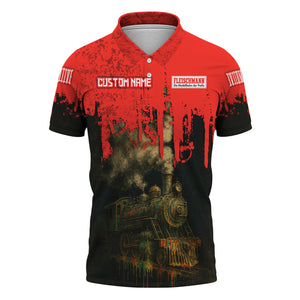 Railspirit Personalized Fleischmann And Western Railroad Polo Shirt Vintage Train Art Style Shirt For Locomotive Fans