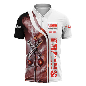 Railspirit Personalized Fleischmann And Western Railroad Polo Shirt Crossing Railroad Sign American Locomotive Train Shirt All Over Print