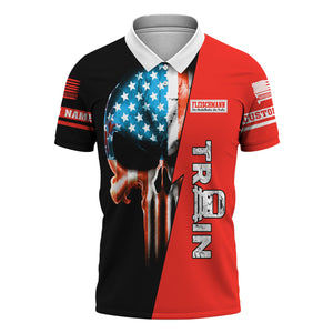 Railspirit Personalized Fleischmann And Western Railroad Polo Shirt Train Skull American Flag Shirt All Over Print