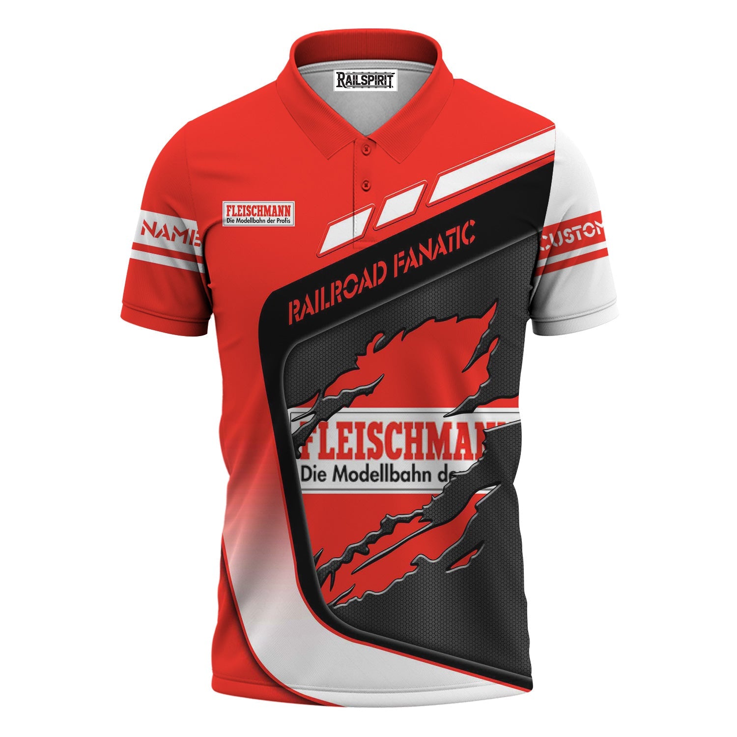 Railspirit Personalized Fleischmann And Western Railroad Polo Shirt Ripped Texture Style Train Shirt For Railroad Fanatic