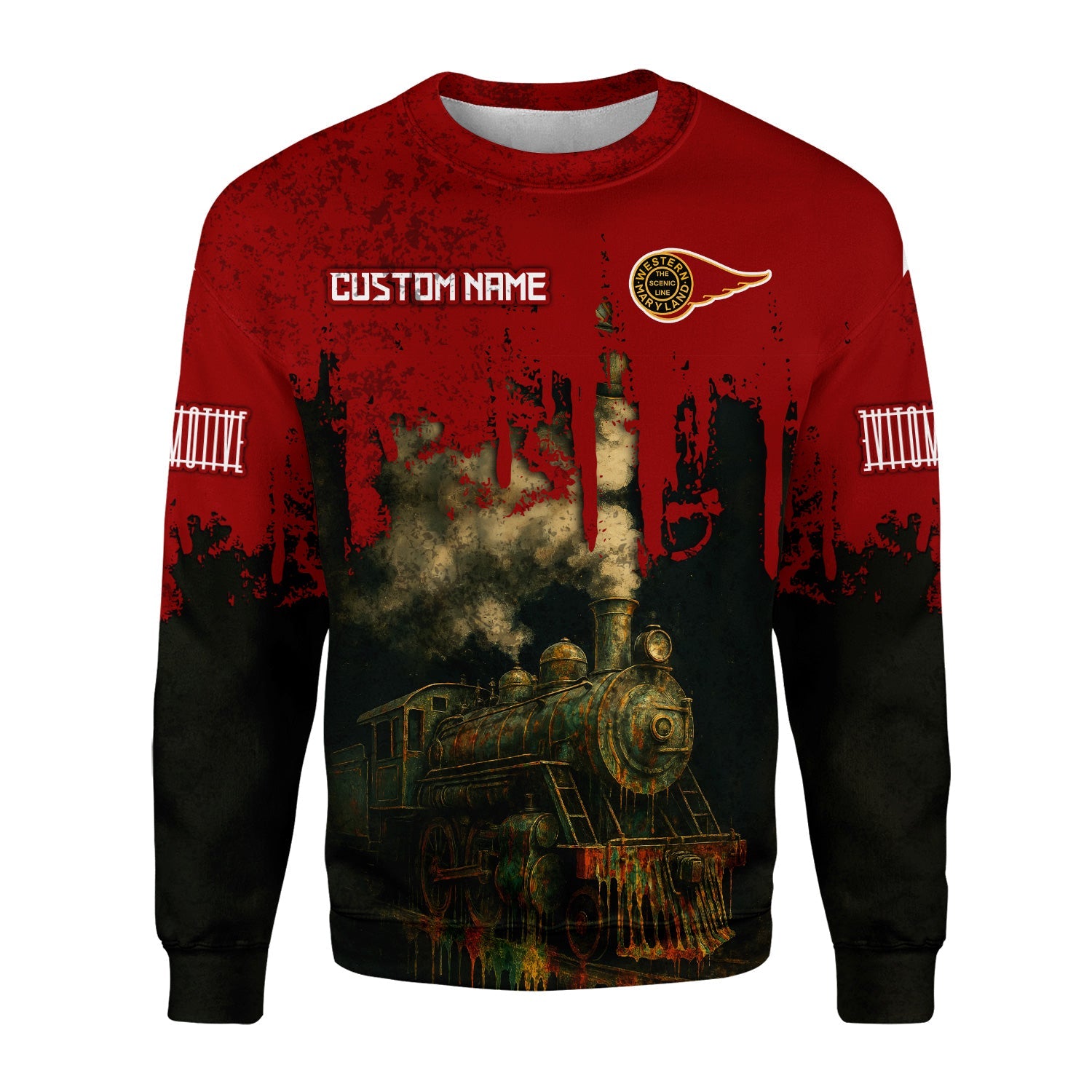 Railspirit Personalized Western Maryland Railway Sweatshirt Vintage Train Art Style Shirt For Locomotive Fans