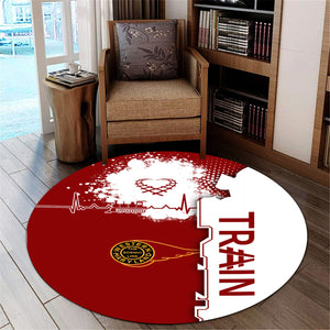 Railspirit Western Maryland Railway Round Mat Engine Heartbeat and Track Love Style Mat Gift Idea For Train Lovers