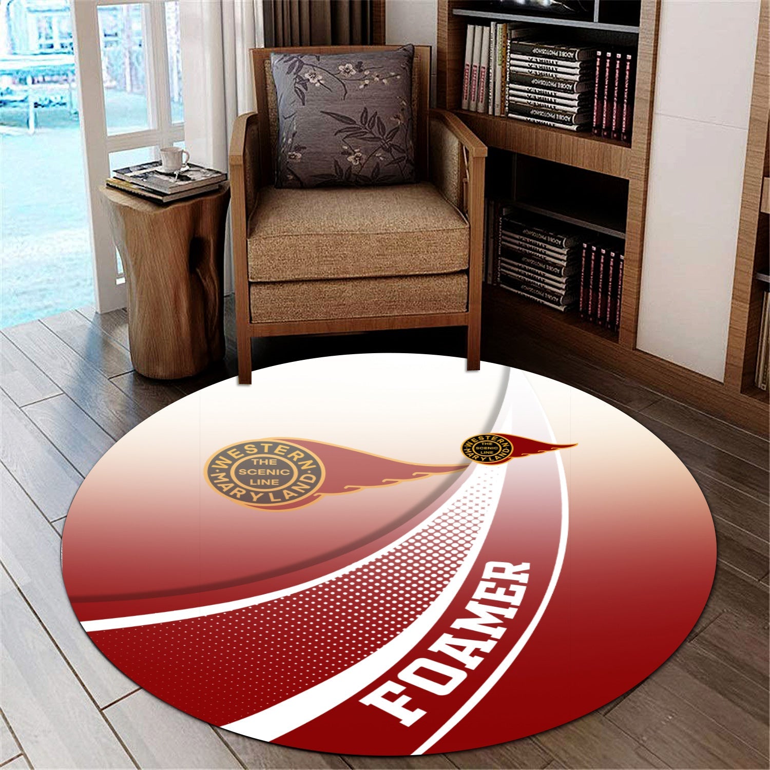 Railspirit Western Maryland Railway Round Mat Railway-Themed Style Mat Gift Idea For Trainspotter