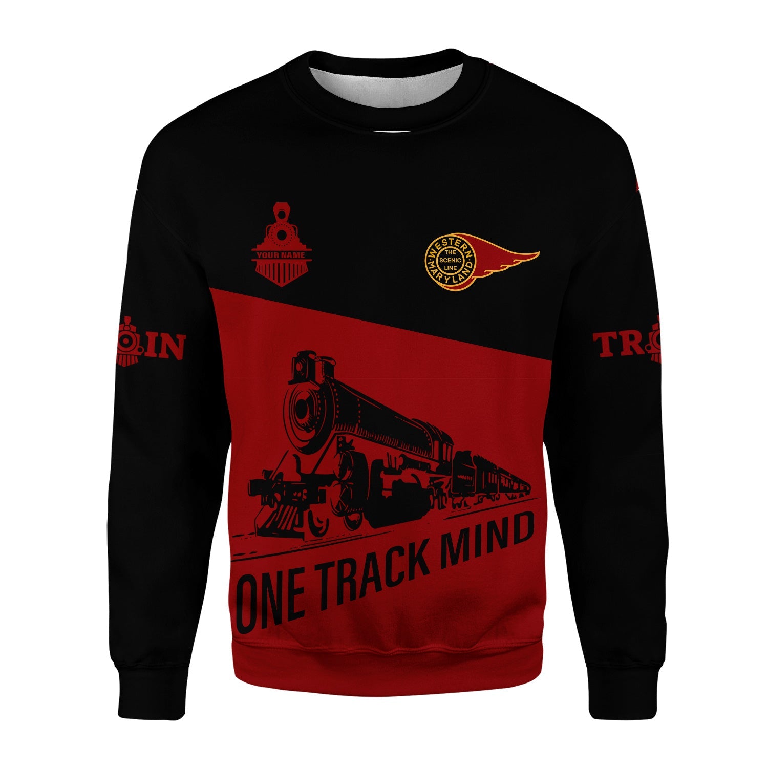 Railspirit Personalized Western Maryland Railway Sweatshirt One Track Mind Train Sweater Gift Idea For Train Lover