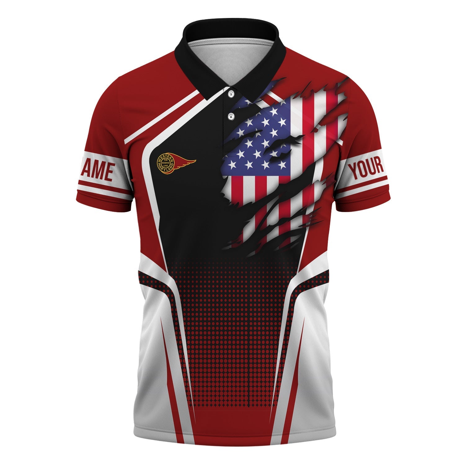 Railspirit Personalized Western Maryland Railway Polo Shirt American Eagle Vintage Train Shirt