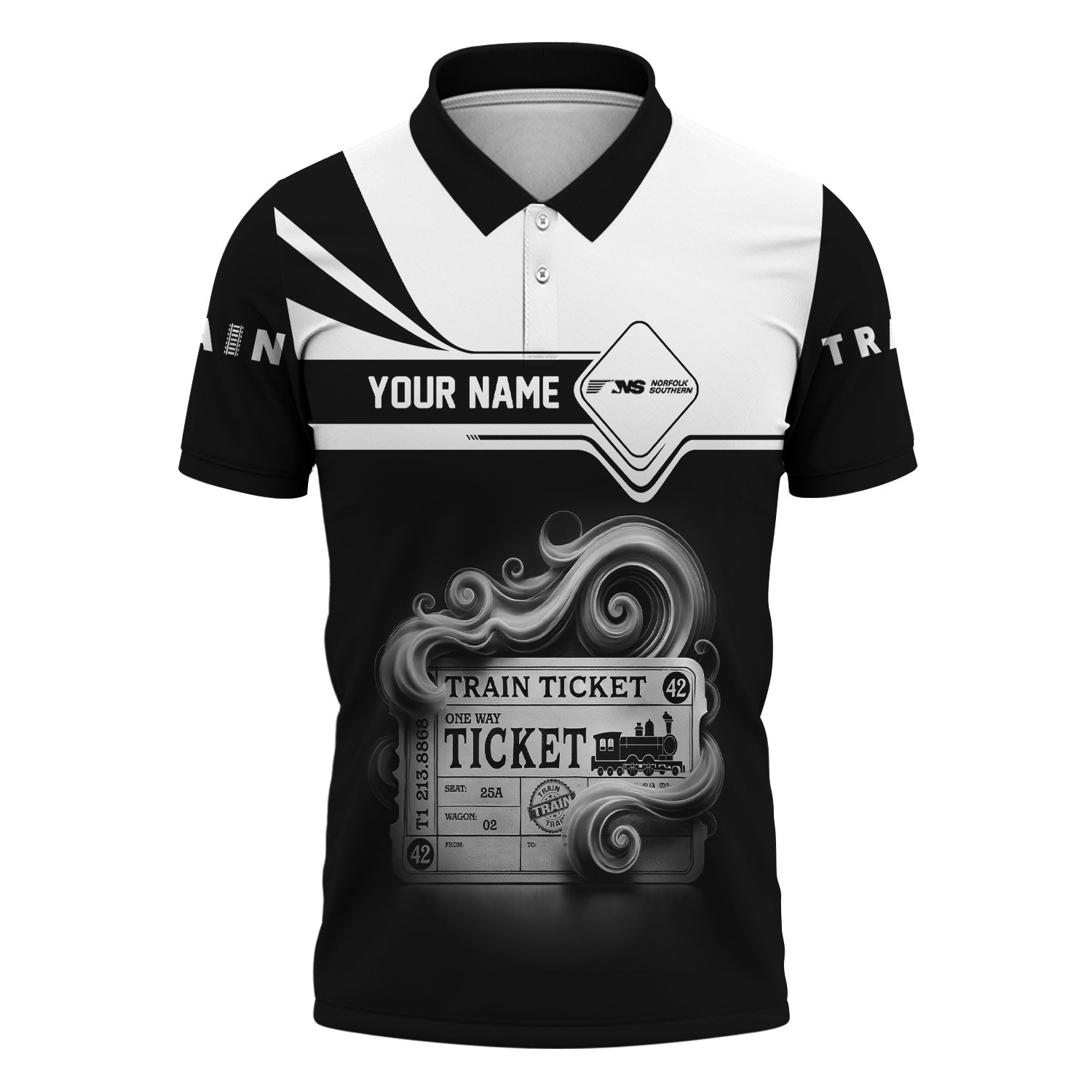 Railspirit Custom Name Norfolk Southern Railway Polo Shirt American Train Ticket Printed Shirt