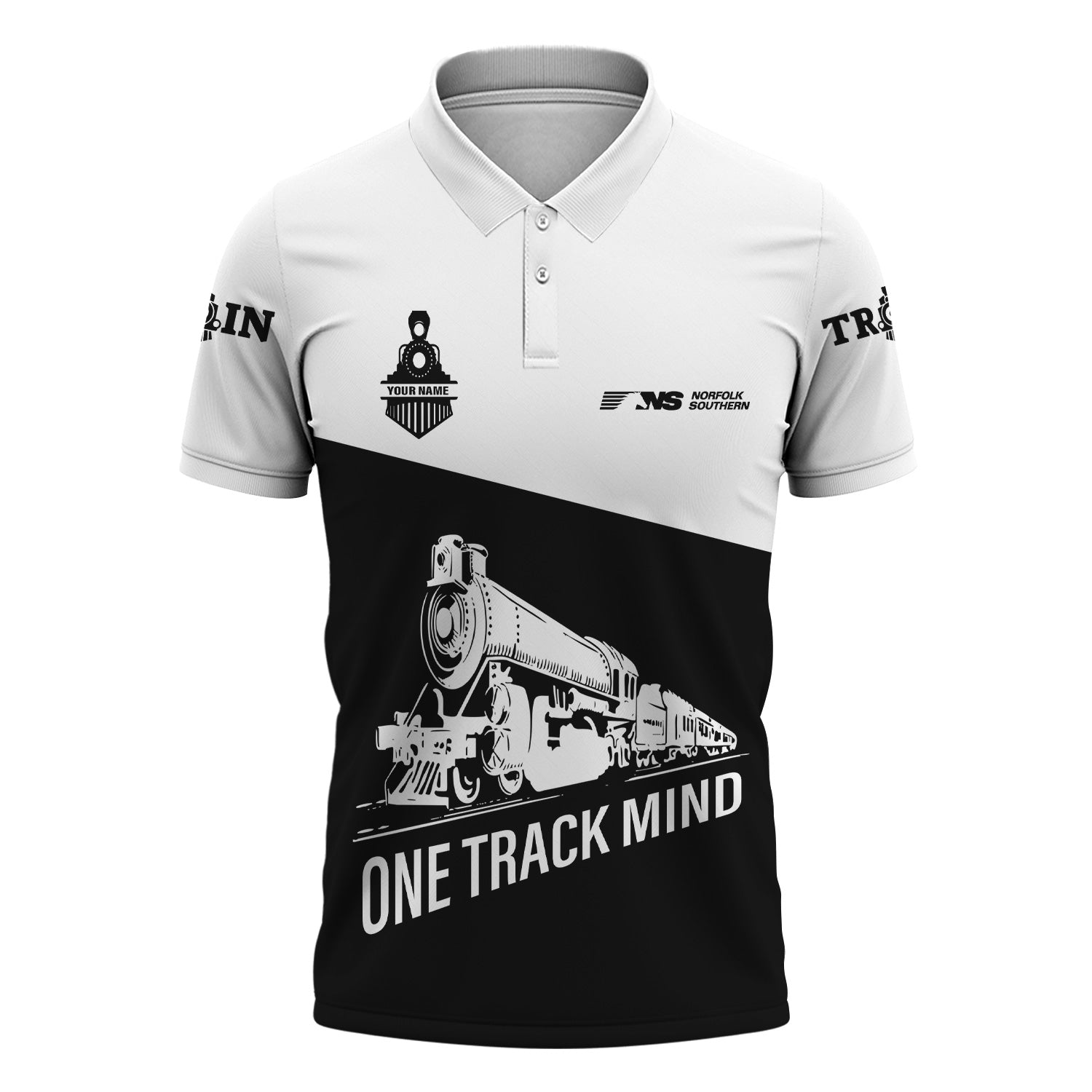 Railspirit Personalized Norfolk Southern Railway Polo Shirt One Track Mind Unisex Train Shirt Gift Idea For Train Lover