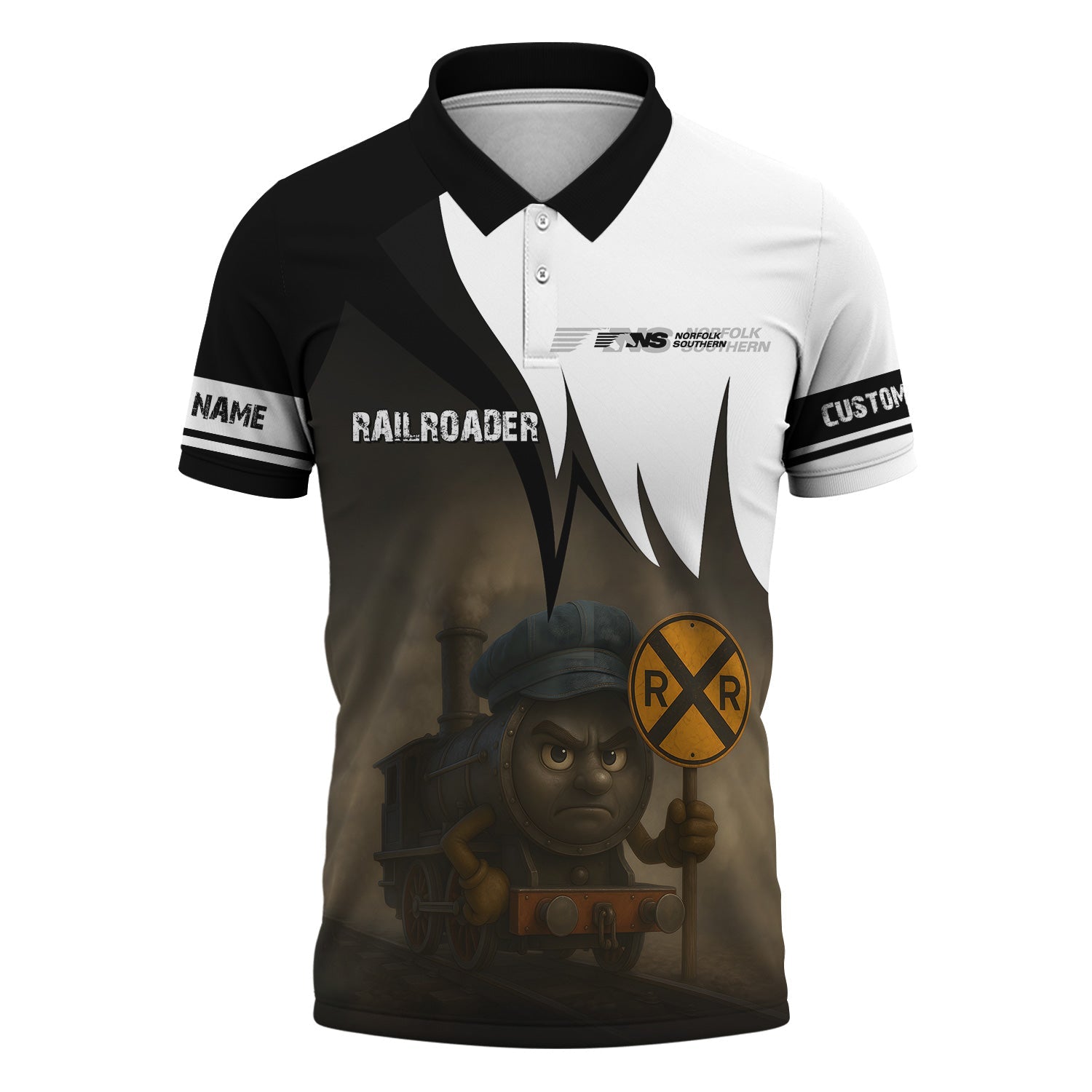 Railspirit Personalized Norfolk Southern Railway Polo Shirt Angry Train Polo Shirt Gift Idea For Train Lover