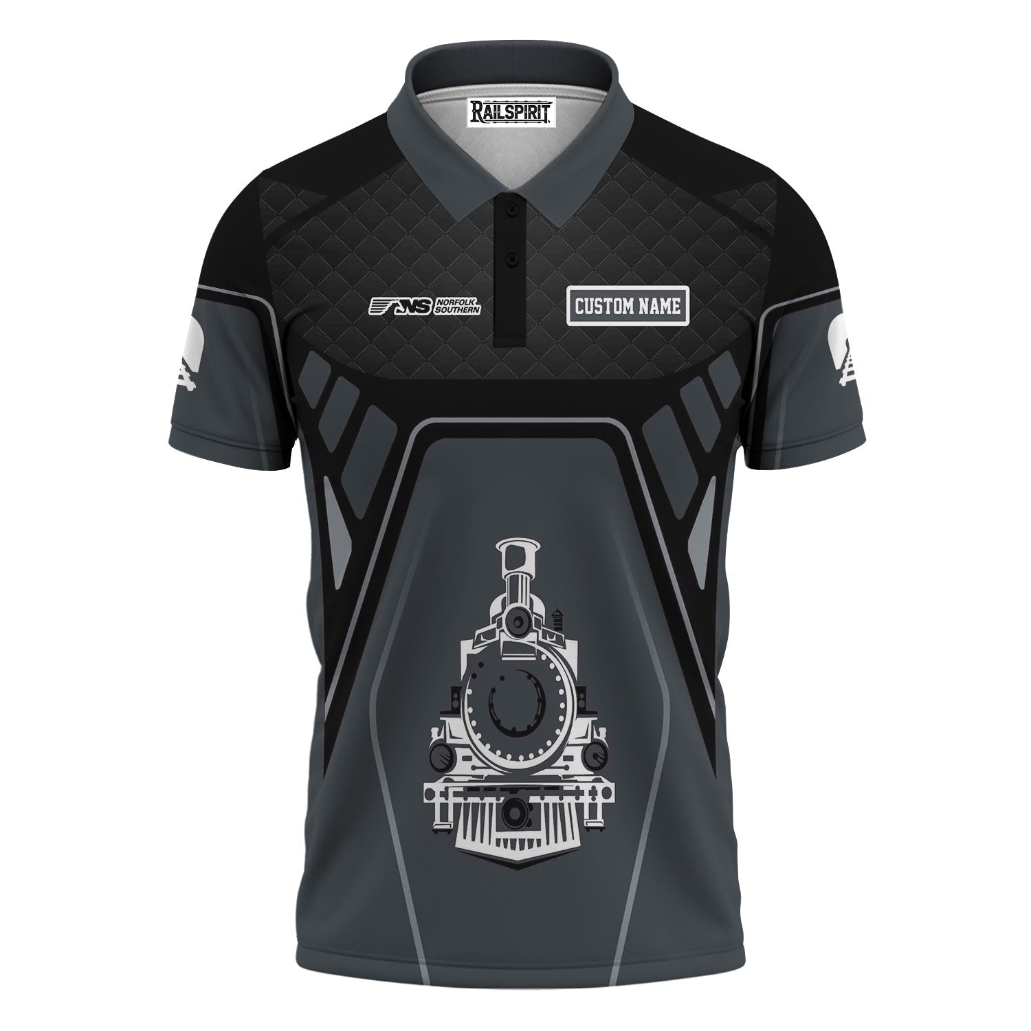 Railspirit Personalized Norfolk Southern Railway Polo Shirt Steam Locomotive Engine Graphic Train Shirt All Over Print