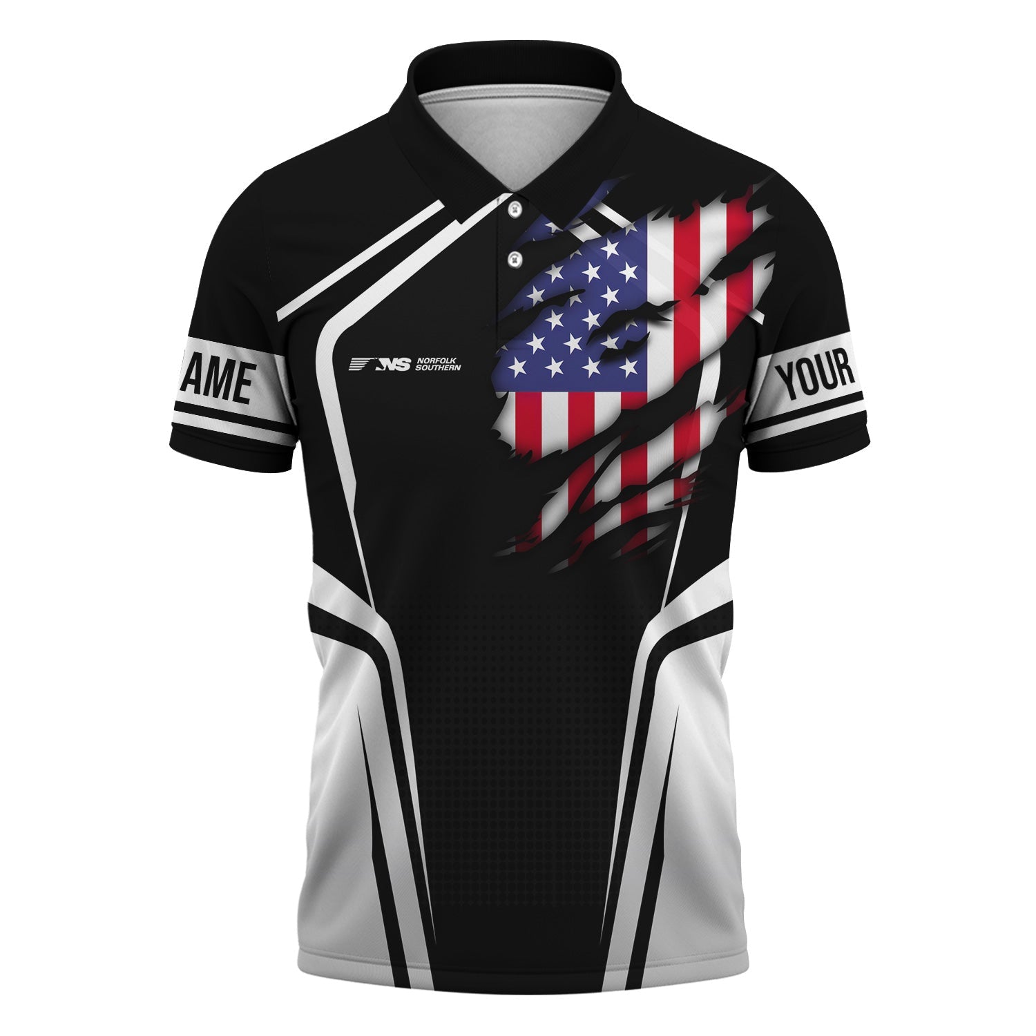 Railspirit Personalized Norfolk Southern Railway Polo Shirt American Eagle Vintage Train Shirt