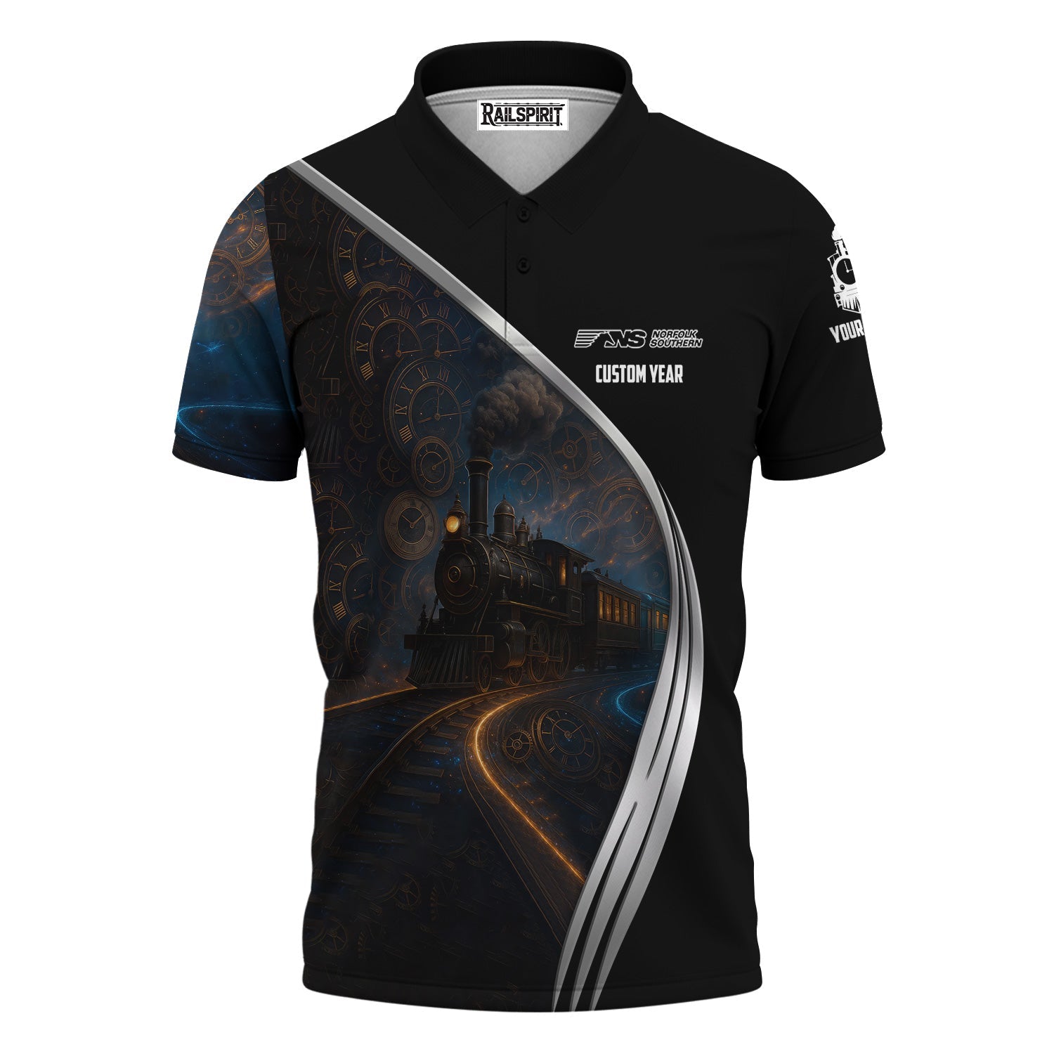 Railspirit Personalized Norfolk Southern Railway Polo Shirt Steampunk Locomotive with Custom Year Train Shirt