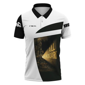 Railspirit Personalized Norfolk Southern Railway Polo Shirt All Aboard Steam Train Movie Projector Style Shirt