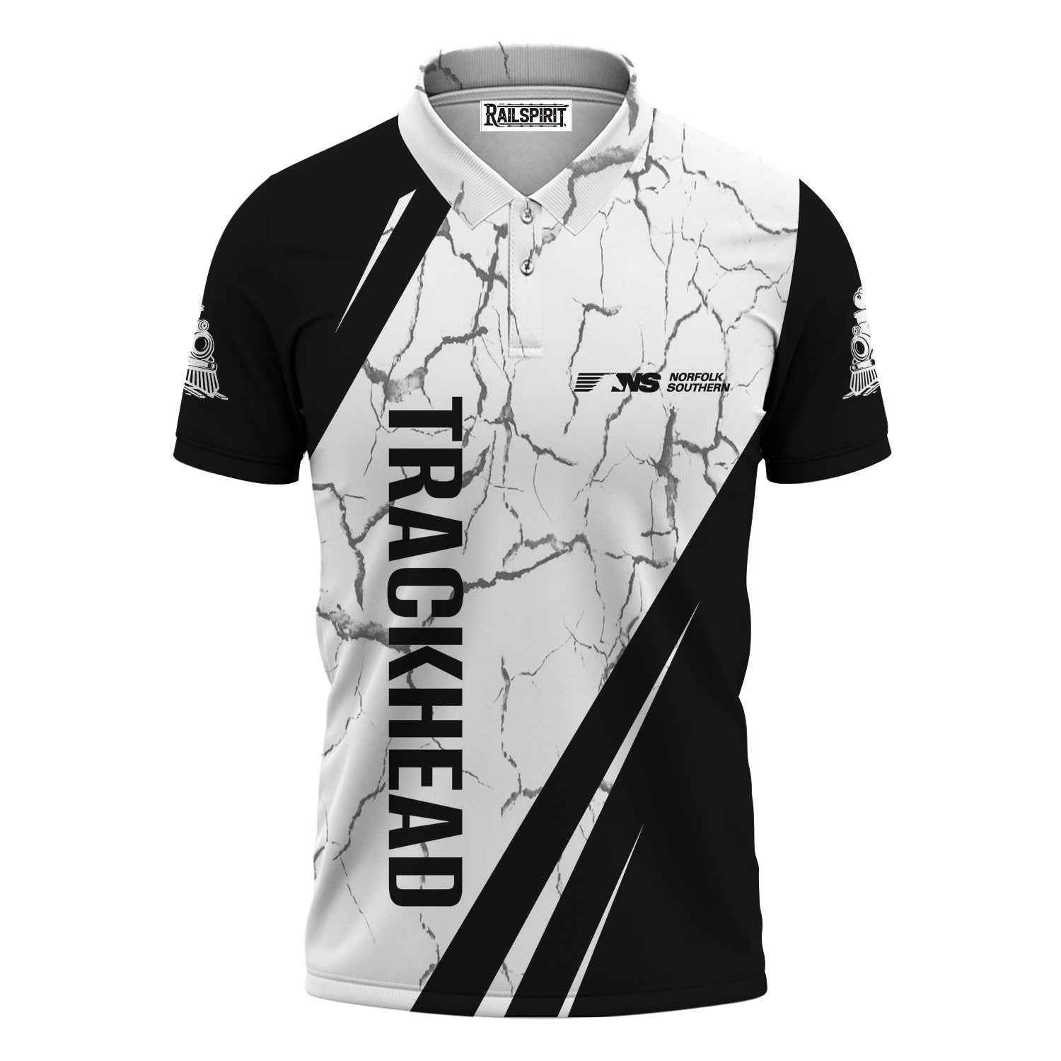 Railspirit Personalized Norfolk Southern Railway Polo Shirt Crackle Texture Style Train Shirt For Trackhead