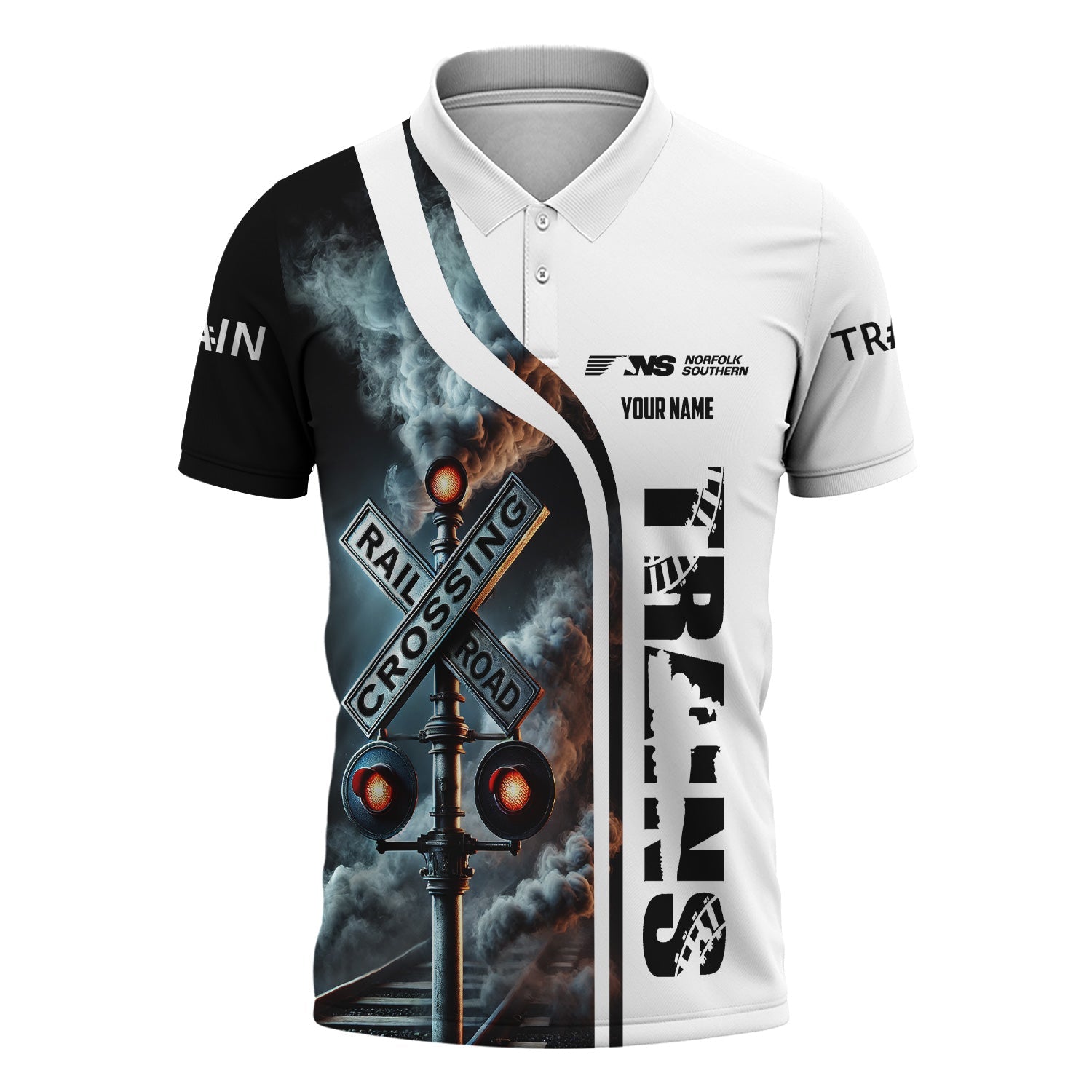 Railspirit Personalized Norfolk Southern Railway Polo Shirt Crossing Railroad Sign American Locomotive Train Shirt All Over Print