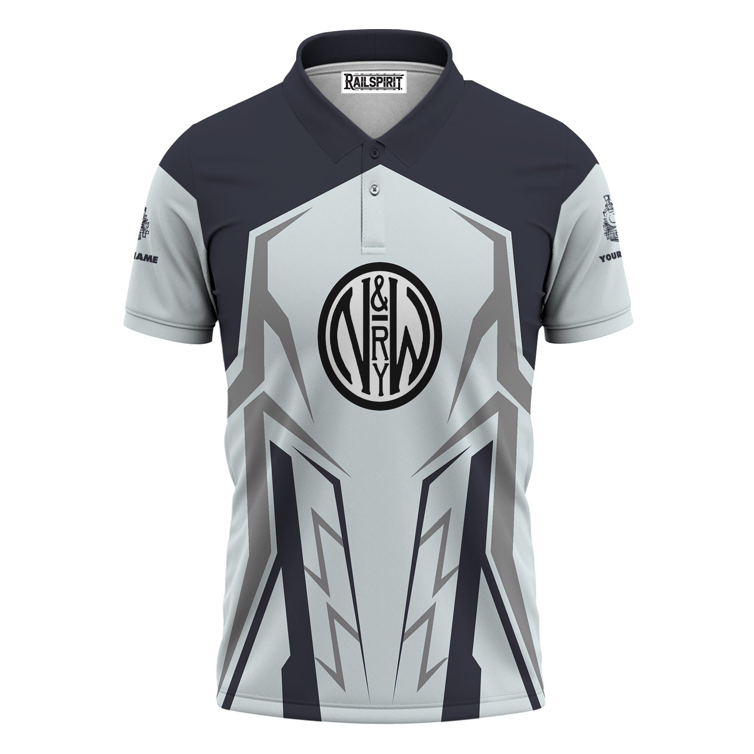 Railspirit Personalized Norfolk and Western Railway Polo Shirt Futuristic Design with Custom Job N&W Train Shirt