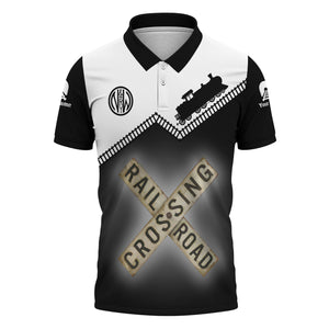 Railspirit Personalized Norfolk and Western Railway Polo Shirt Railroad Crossing Printed Train Track Shirt
