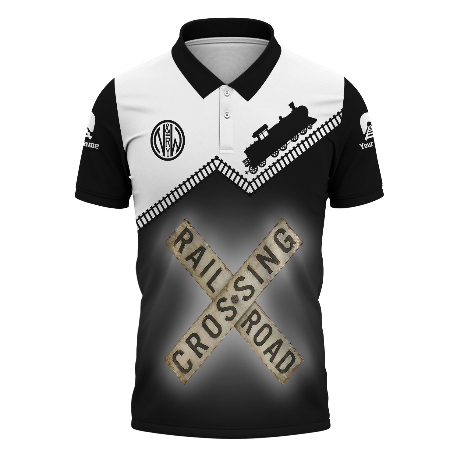 Railspirit Personalized Norfolk and Western Railway Polo Shirt Railroad Crossing Printed Train Track Shirt
