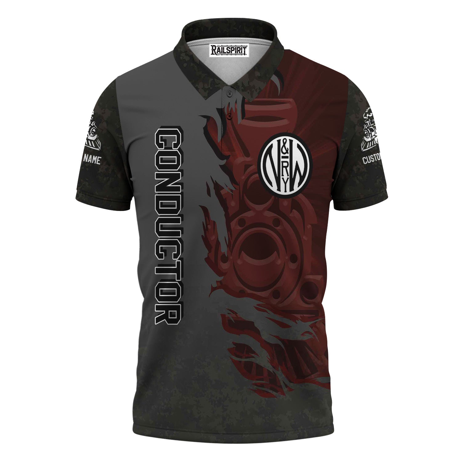 Railspirit Personalized Norfolk and Western Railway Polo Shirt Blazing Style with Custom Position N&W Train Shirt