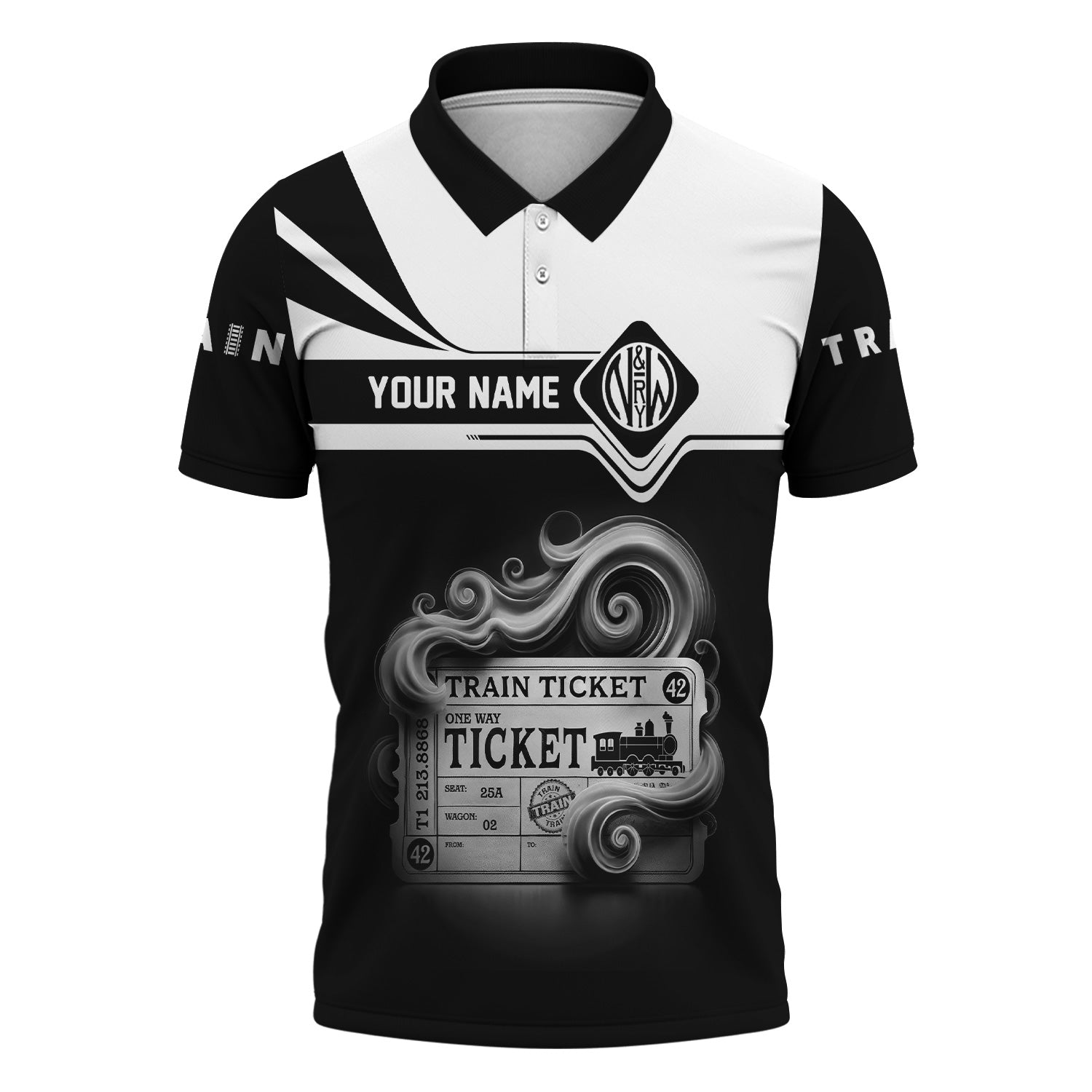 Railspirit Custom Name Norfolk and Western Railway Polo Shirt American Train Ticket N&W Printed Shirt
